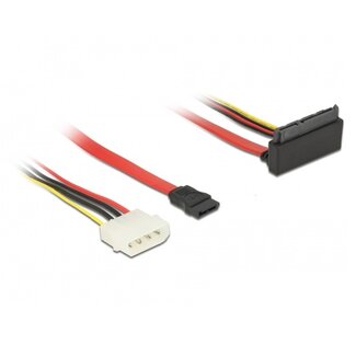 DeLOCK SATA 90° auf SATA Daten- und Molex Stromkabel - SATA600 - 6 Gbit/s - Rot - 0,30 m