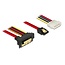 SATA 90° auf SATA Daten- und Molex Stromkabel - SATA600 - 6 Gbit/s - Rot - 0,30 m