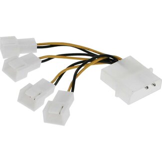 InLine Molex (m) - 4x 3-Pin Gehäuselüfter (m) Stromkabel - 0,15 m