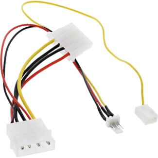 InLine Molex 3-polig Gehäuselüfter 7V (m) + 3-polig Gehäuselüfter Mainboard (w) + Molex 4-polig (w) Stromkabel - 0,15 m