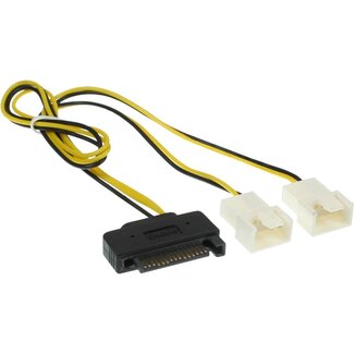 InLine SATA (m) auf 2x 3-Pin Gehäuselüfter (m) Stromkabel - 0,30 m