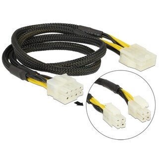 DeLOCK 2x ATX12V P4/1x EPS12V 8-pol (m) - EPS12V 8-pol (w) Stromkabel - 0,45 m