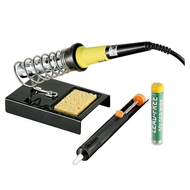 Elektrisches Lötset mit Lötkolben, Halter, Entlötpumpe und Lötzinn - 30W