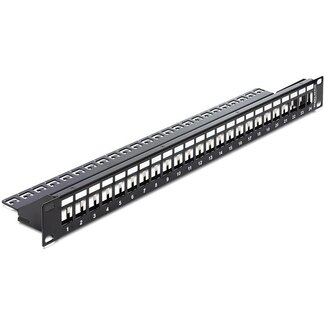 DeLOCK Delock 19 Zoll Patchpanel mit Kabelführung | 24 Keystone Module | 1U | Schwarz
