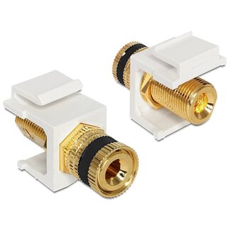 DeLOCK Keystone-Modul mit Drehklemme und Schraube für Lautsprecherkabel (schwarz/weiß)