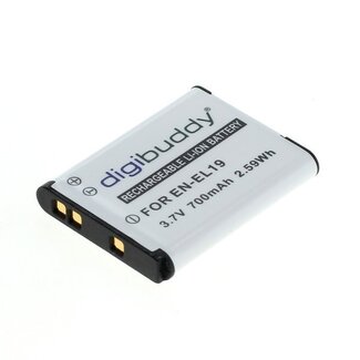 Digibuddy Kameraakku kompatibel mit Nikon EN-EL19 & Sony NP-BJ1, 700 mAh