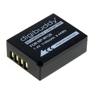Digibuddy Kameraakku kompatibel mit Fujifilm NP-W126 und NP-W126S / 1140 mAh