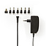 Universal-Netzadapter 9-24V / 1-1,5A / 24W mit 6 austauschbaren Steckern / Schwarz - 1,8 m