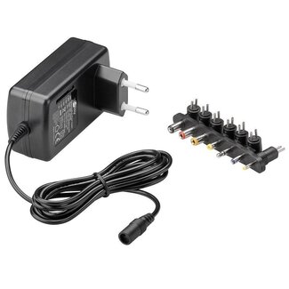 Goobay Universal Netzadapter 9-24V / 1-1,5A / 24W mit 7 austauschbaren Steckern / Schwarz - 1,6 m