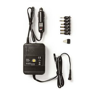 Nedis Universal Auto-Netzadapter 1,5-12V / 2A / 24W mit 6 Wechselsteckern / Schwarz - 1,8 m