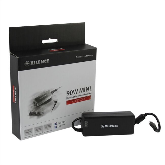 Xilence Universal Notebook Ladegerät 90W mit 9 Wechselsteckern / Schwarz