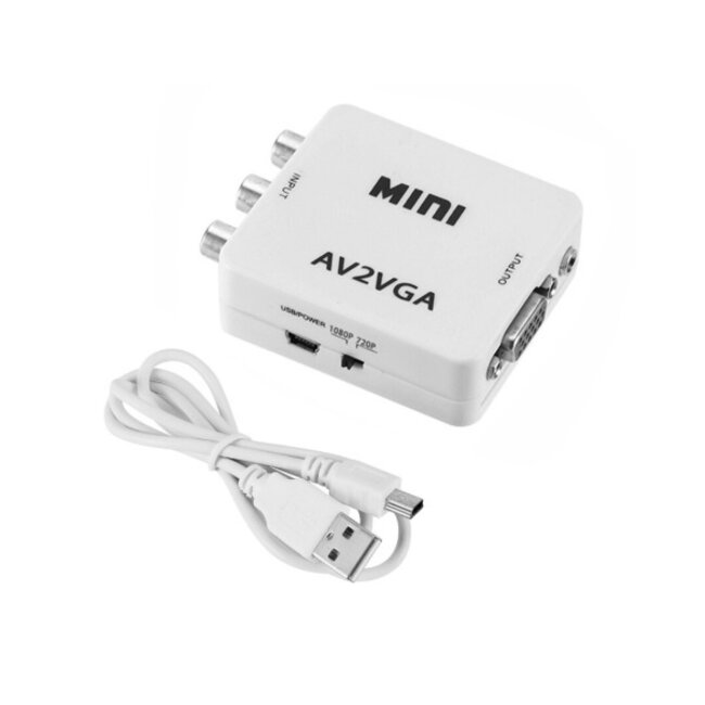 Composite 3RCA zu VGA + 3,5mm Audio Video Konverter / Weiß