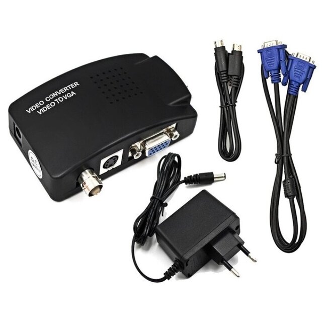 BNC und S-VHS zu VGA Video Konverter / Schwarz