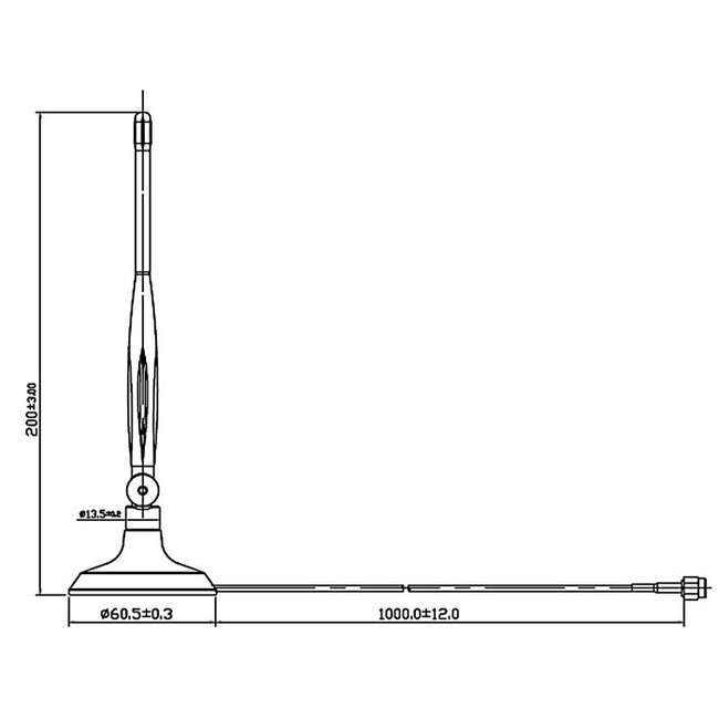 WLAN IEEE 802.11 b/g/n Antenne mit SMA-RP (m) Stecker - 4 dBi - 1 Meter