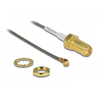 DeLOCK MHF I (w) - SMA (w) Kabel - Micro Coax 1,37 mm - 50 Ohm - Grau - 0,20 m