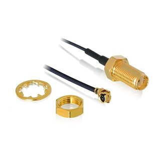 DeLOCK MHF I (w) - SMA (w) Kabel - Micro Coax 1,37 mm - 50 Ohm - Schwarz - 0,5 m