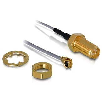 DeLOCK MHF I (w) - RP-SMA (w) Kabel - Micro Coax 1,13 mm - 50 Ohm - Grau - 0,20 m