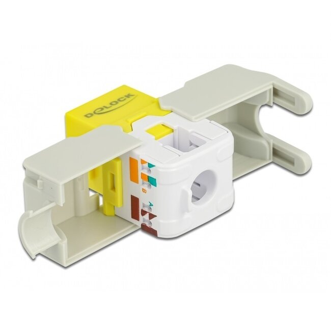 UTP CAT6 Gigabit Keystone Modul RJ45 - LSA (werkzeuglos) / Gelb/Grau