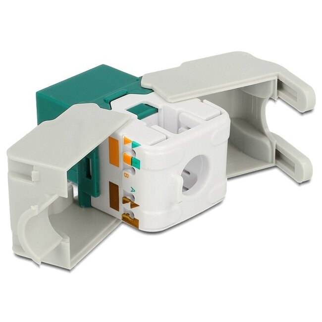 UTP CAT6 Gigabit Keystone Modul RJ45 - LSA (werkzeuglos) / grün/grau