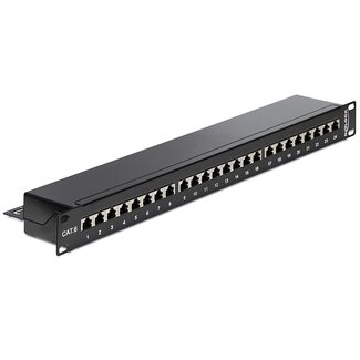 DeLOCK Delock 19 Zoll Patchpanel | 24x RJ45 | CAT6 | STP | 1U | Schwarz