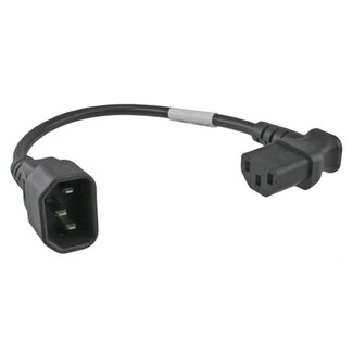 DINIC C13 (rechtswinklig) - C14 Stromkabel für UPS/PDU - 3x 0,75mm² / Schwarz - 0,30 m