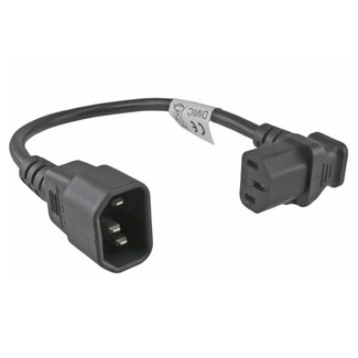 DINIC C13 (rechtswinklig/oben) - C14 Stromkabel für UPS/PDU - 3x 0,75mm² / schwarz - 0,30 m