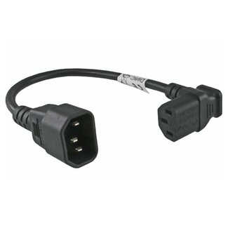 DINIC C13 (abgewinkelt/unten) - C14 Stromkabel für UPS/PDU - 3x 0,75mm² / schwarz - 0,30 m