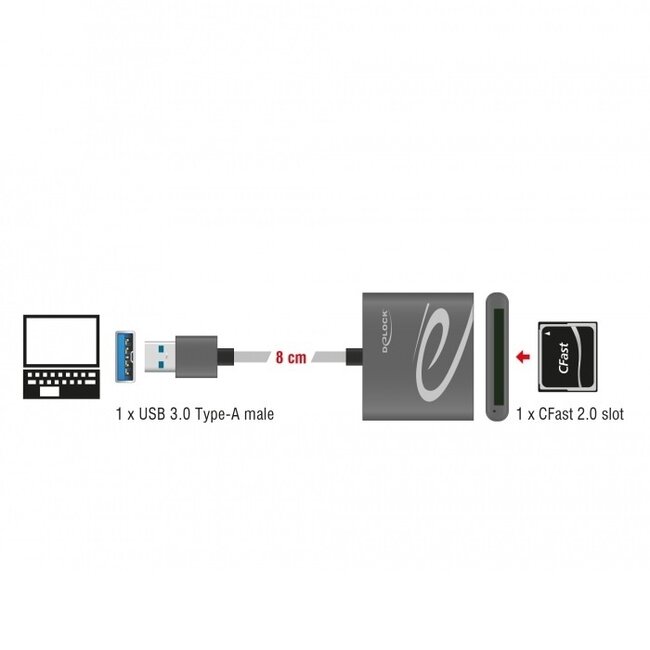 DeLOCK USB-Kartenleser mit USB-A Anschluss und 1 Steckplatz - für CFast - USB 3.0