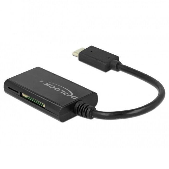 DeLOCK USB-Kartenleser mit USB-C, 4 Steckplätzen - 2x Micro SD + 2x SD (inkl. SD 3.0/UHS-I) - USB 3.0