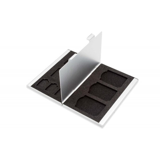 Aufbewahrungsbox für 5 SD- und 3 Micro-SD-Karten aus Aluminium