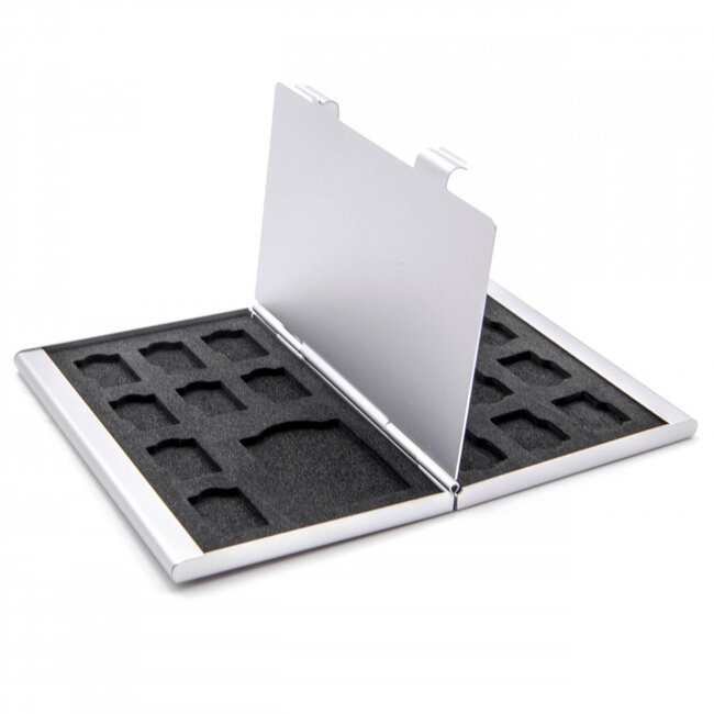 Aufbewahrungsbox für 2 SD- und 16 Micro-SD-Karten aus Aluminium