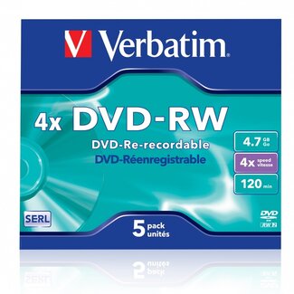 Verbatim Verbatim DVD-RW Rohlinge im Jewel Case - 4x - 4,7 GB / 5 Stück