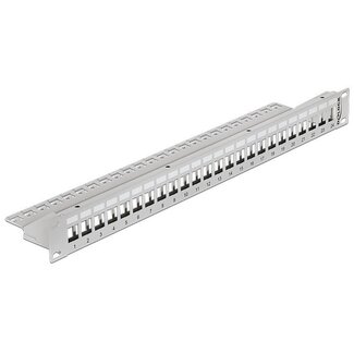 DeLOCK Delock 19 Zoll Patchpanel mit Kabelführung | 24 Keystone Module | 1U | Grau