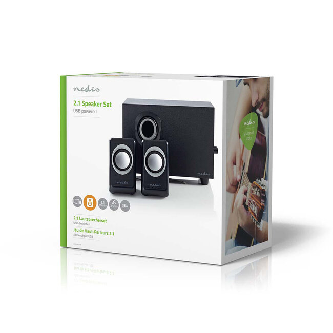 Nedis 2.1 PC-Lautsprecherset 33W Schwarz