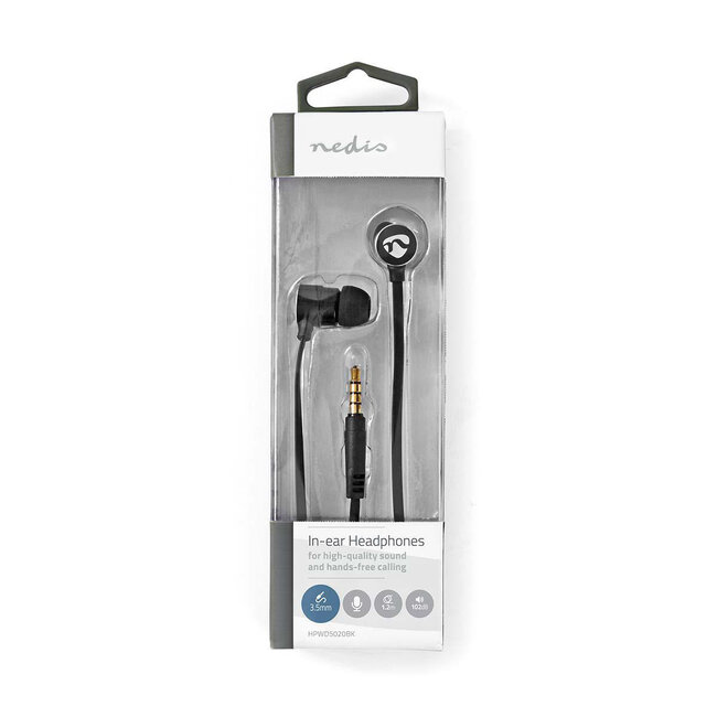 Nedis Premium Stereo In-Ear Kopfhörer mit Mikrofon / Schwarz - 1,2 m