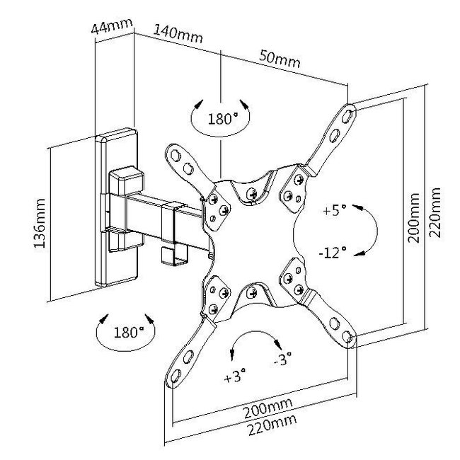 My Wall Wandhalterung für Bildschirme bis 42 Zoll / Full Motion (2 Drehpunkte) / Schwarz