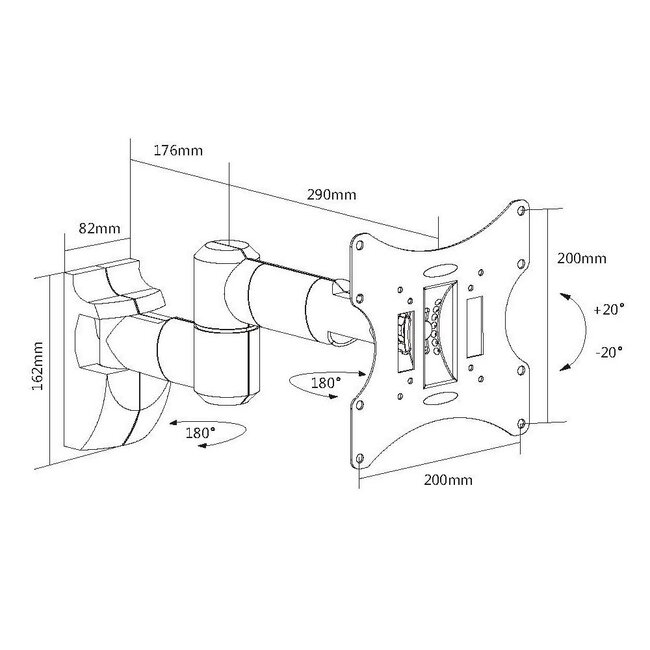 My Wall Full-Motion Wandhalterung bis 42 Zoll, 3 Drehpunkte, Schwarz