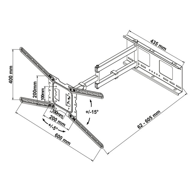My Wall Full-Motion Wandhalterung für Bildschirme bis 60 Zoll (3 Drehpunkte)