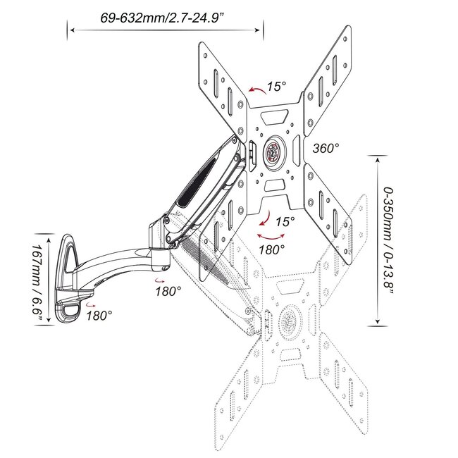 My Wall Wandhalterung für Bildschirme bis 50 Zoll / Interaktiv (5 Drehpunkte)