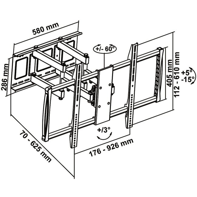 My Wall Full-Motion Wandhalterung für Bildschirme bis 100 Zoll (3 Drehpunkte)