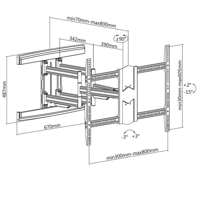 My Wall Full-Motion Wandhalterung für Bildschirme bis 100 Zoll (3 Drehpunkte)