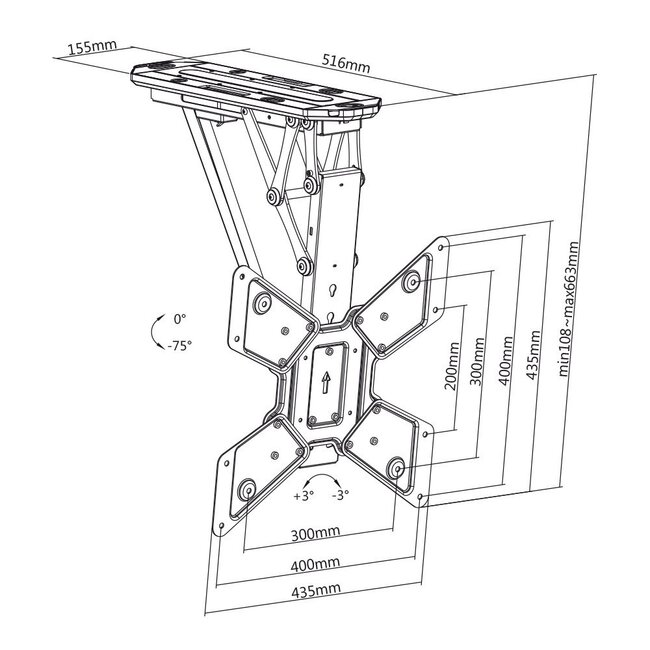 My Wall Deckenhalterung für Bildschirme bis 55 Zoll / klappbar mit Motor (Fernbedienung) / weiß