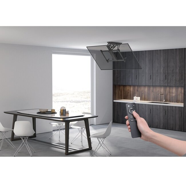My Wall Deckenhalterung klappbar für Bildschirme bis 70 Zoll mit Motor und Fernbedienung, schwarz