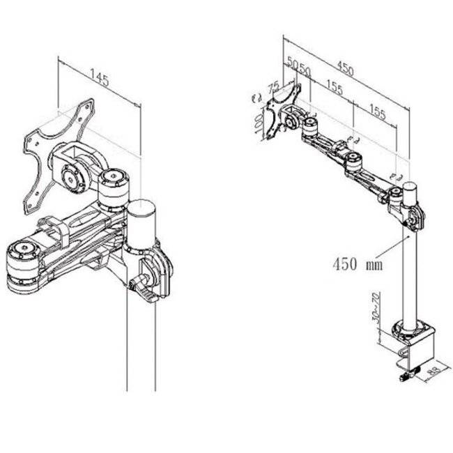 Value Monitorhalterung bis 32 Zoll / Full Motion / Silber