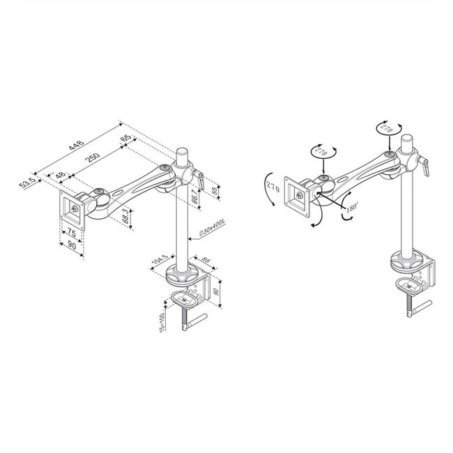 Roline Premium Monitorhalterung bis 32 Zoll / Full Motion / Silber