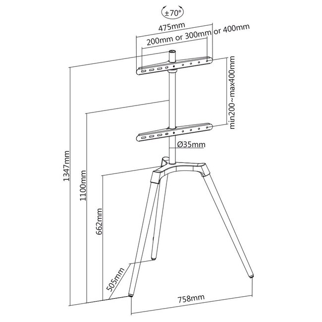 My Wall Bodenständer im Staffelei-Design für Bildschirme bis 65 Zoll / drehbar