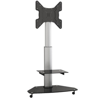 My Wall My Wall Premium mobiler Bodenständer mit Ablage für Bildschirme bis 55 Zoll / Schwarz/Silber