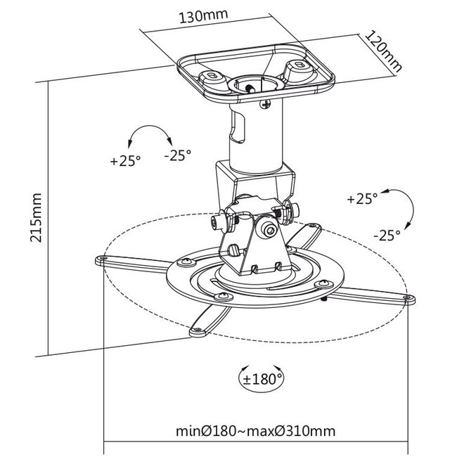 My Wall Deckenhalterung für Projektoren niedrige Decken - 21,5 cm / schwarz