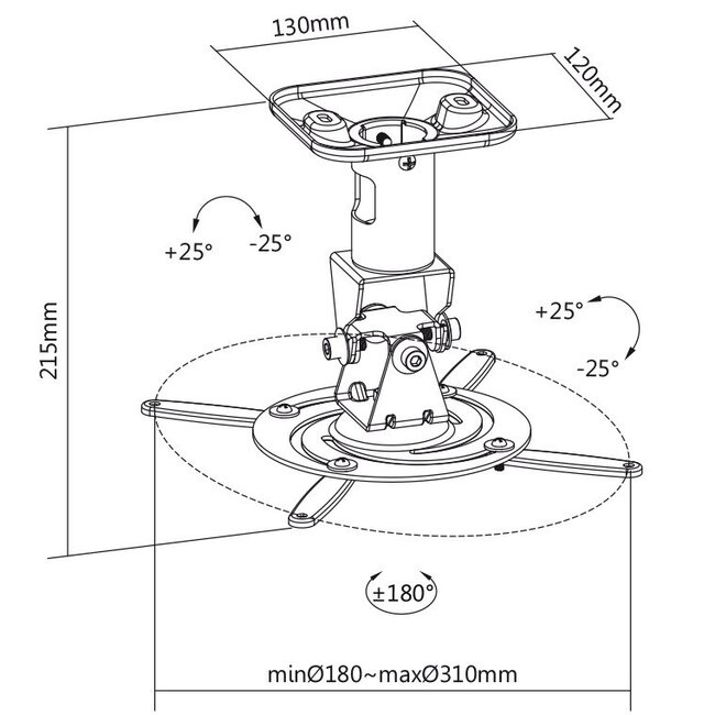 My Wall Deckenhalterung für Projektoren niedrige Decken - 21,5 cm / weiß