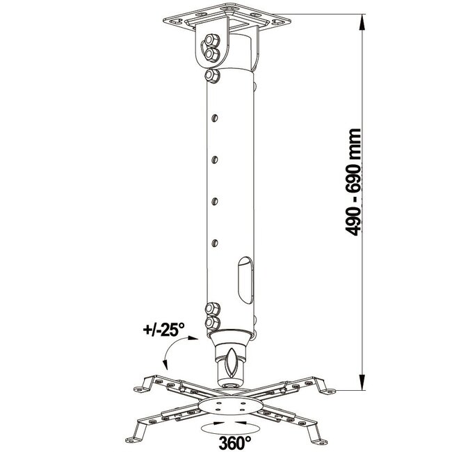 My Wall Deckenhalterung für Projektoren hohe Decken - 49-69 cm / weiß